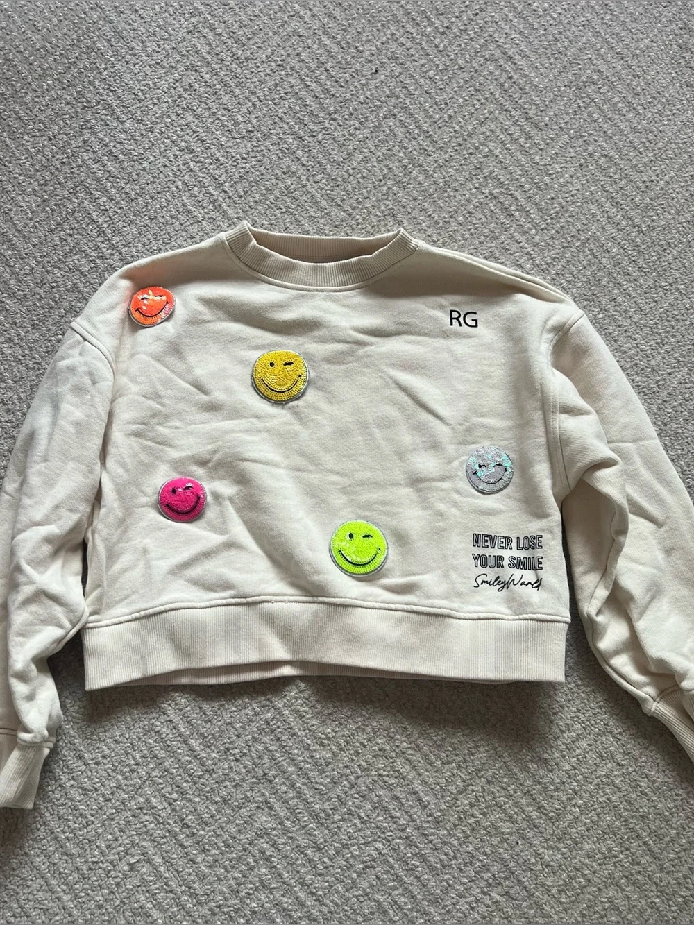 Zara Sequin Smiley Sweatshirt 11/12